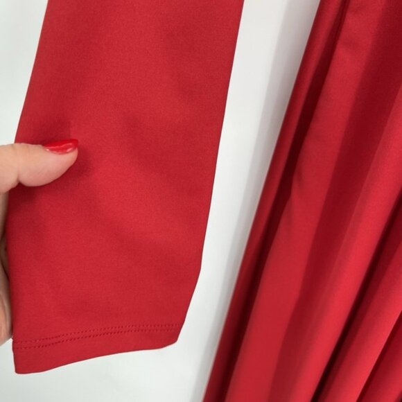 Halara Womens Stand Collar‎ Long Sleeve Flare Maxi Dress Size L Red Casual NWOT - Picture 4 of 10